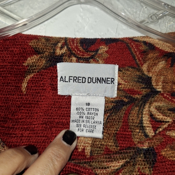VINTAGE Alfred Dunner Textured Granny Couch Fabric Blazer Red Paisley Sz 18 - Picture 4 of 9